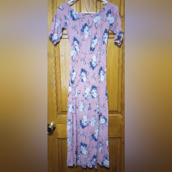 Love Fire Floral Pink Maxi Dress With Shorts, Size S - Picture 3 of 4